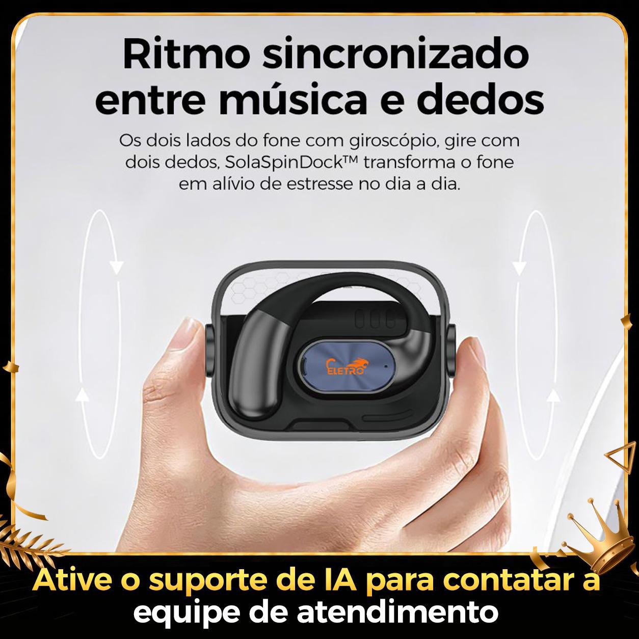 Fone de ouvido sem fio aberto Eletro com Bluetooth para música e chamadas